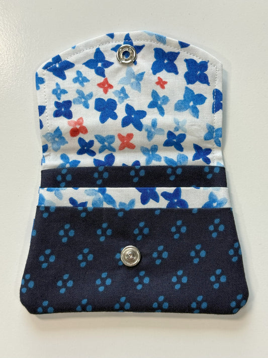 Blue and White Fabric Wallet