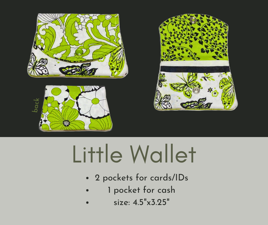 Lime Green Floral and Butterfly Fabric Wallet