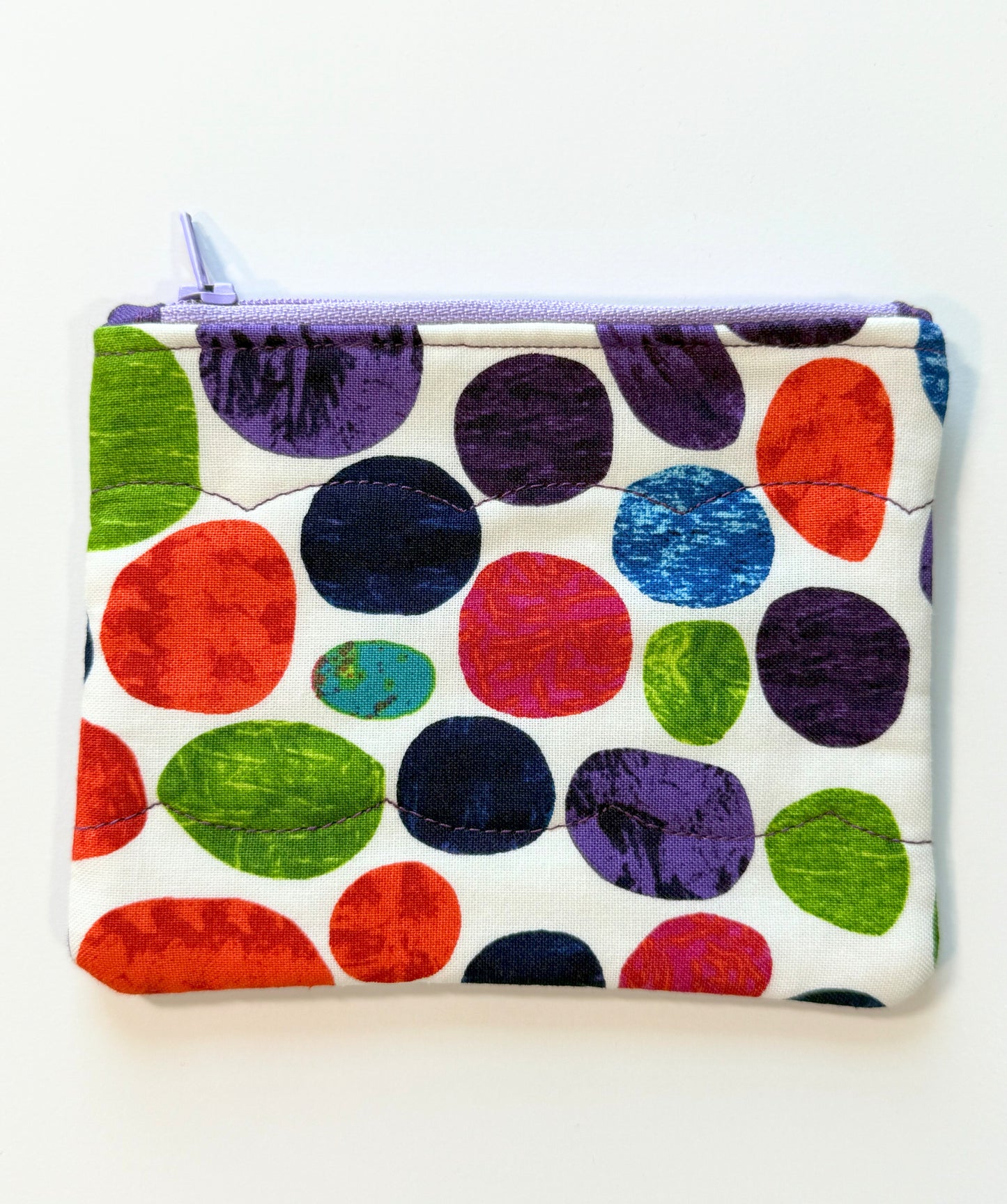 Handmade Fabric Coin Purse with Colorful Pebbles
