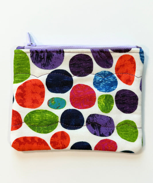 Handmade Fabric Coin Purse with Colorful Pebbles
