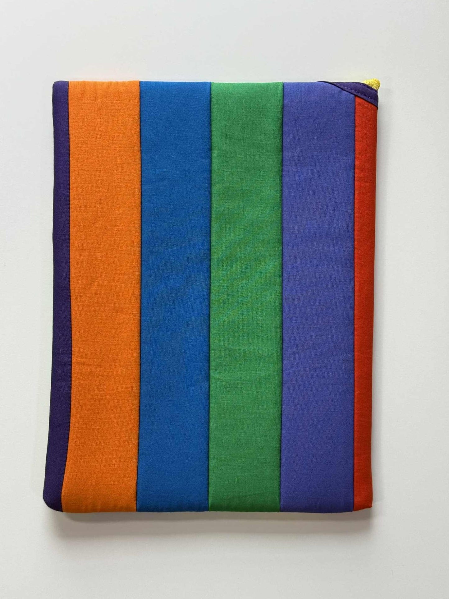 Rainbow Stripes Large Quilted Zipper Pouch – Handmade Diagonal Zip Tablet Sleeve