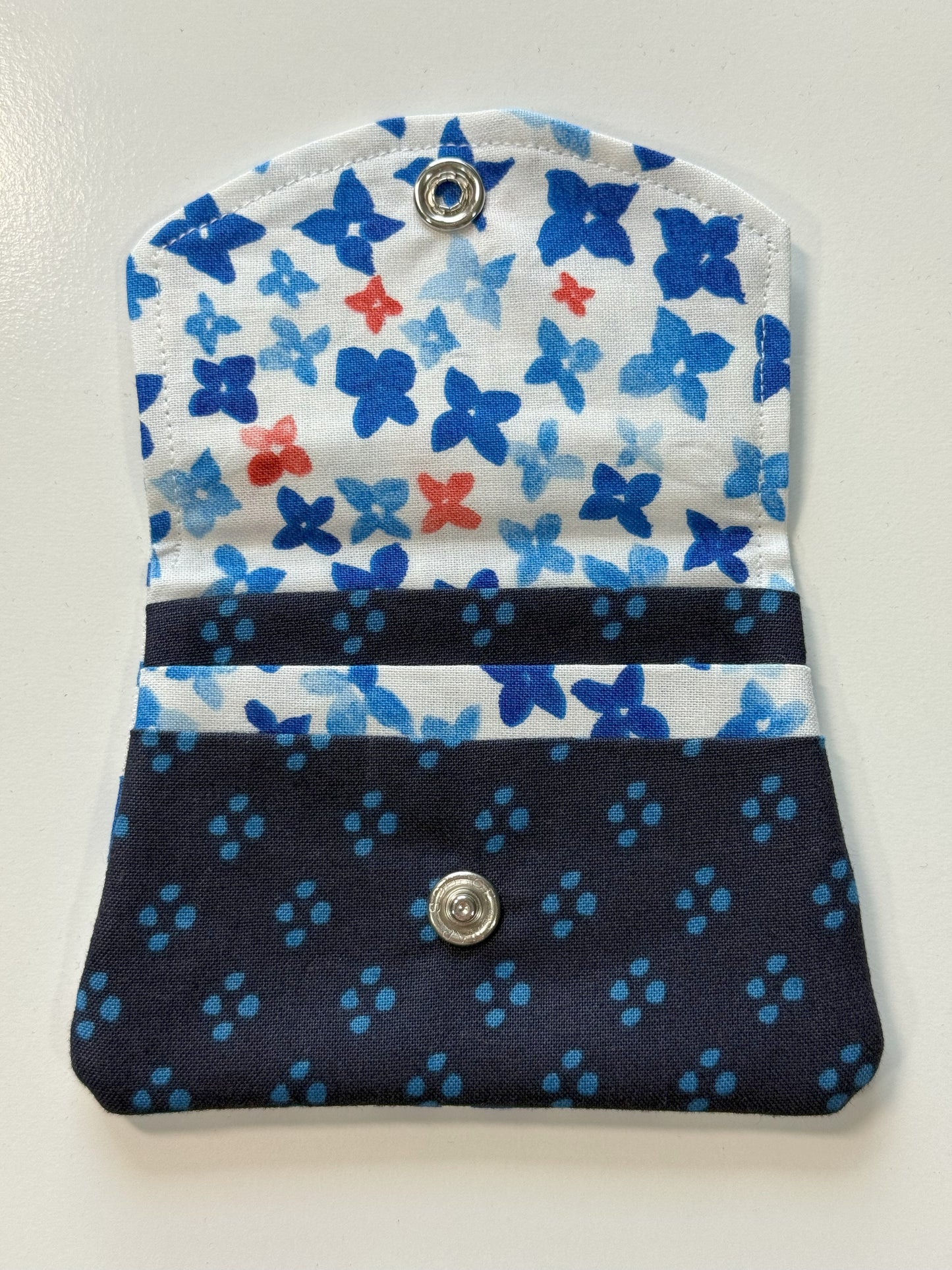 Blue and White Fabric Wallet