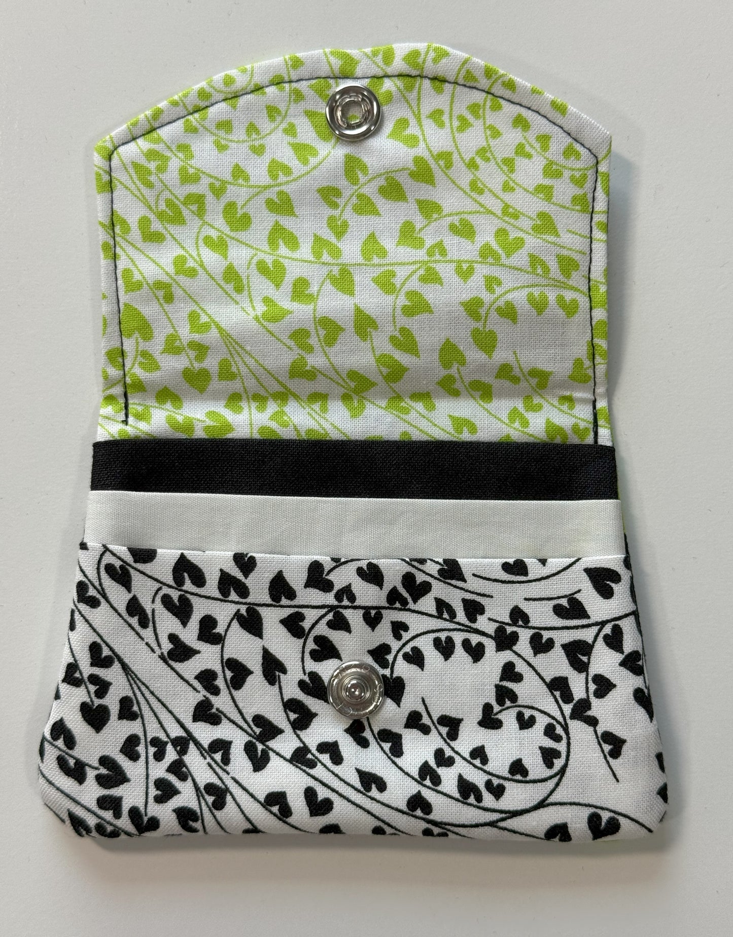 Lime Green & White Floral Fabric Wallet