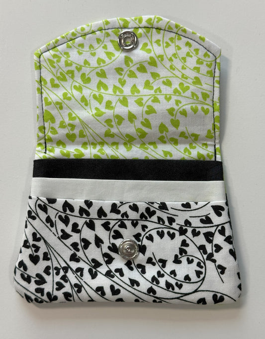 Lime Green & White Floral Fabric Wallet