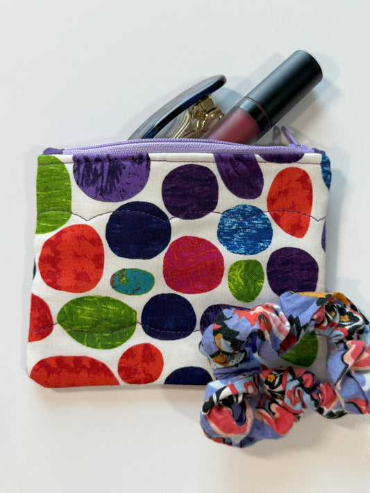 Handmade Fabric Coin Purse with Colorful Pebbles