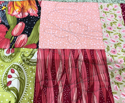 Quilted Table Runner – Tulip Charm Floral Patchwork | Handmade Cotton Table Decor