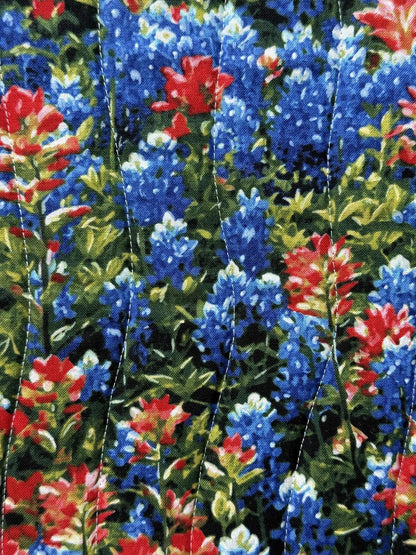 Large Quilted Diagonal Zipper Pouch – Texas Bluebonnet & Indian Paintbrush Tablet Sleeve