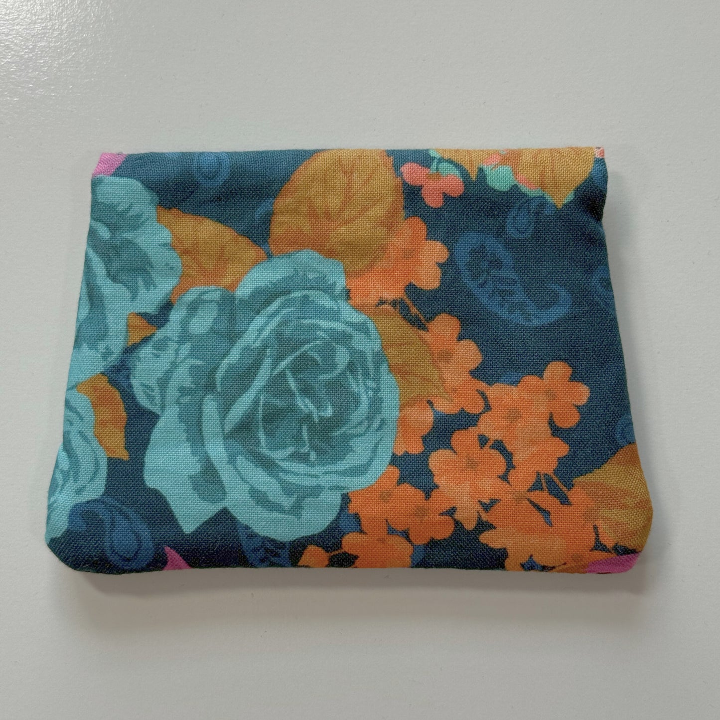 Navy Blue Roses Fabric Wallet