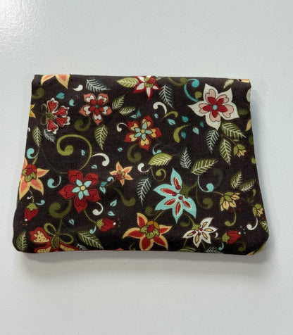 Brown Floral and Deep Red Fabric Wallet