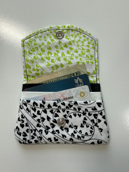 Lime Green & White Floral Fabric Wallet