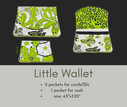 Lime Green Floral and Butterfly Fabric Wallet