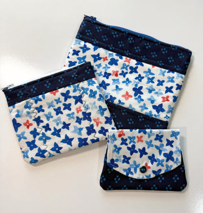 Blue and White Fabric Wallet