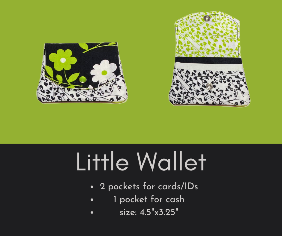 Lime Green & White Floral Fabric Wallet