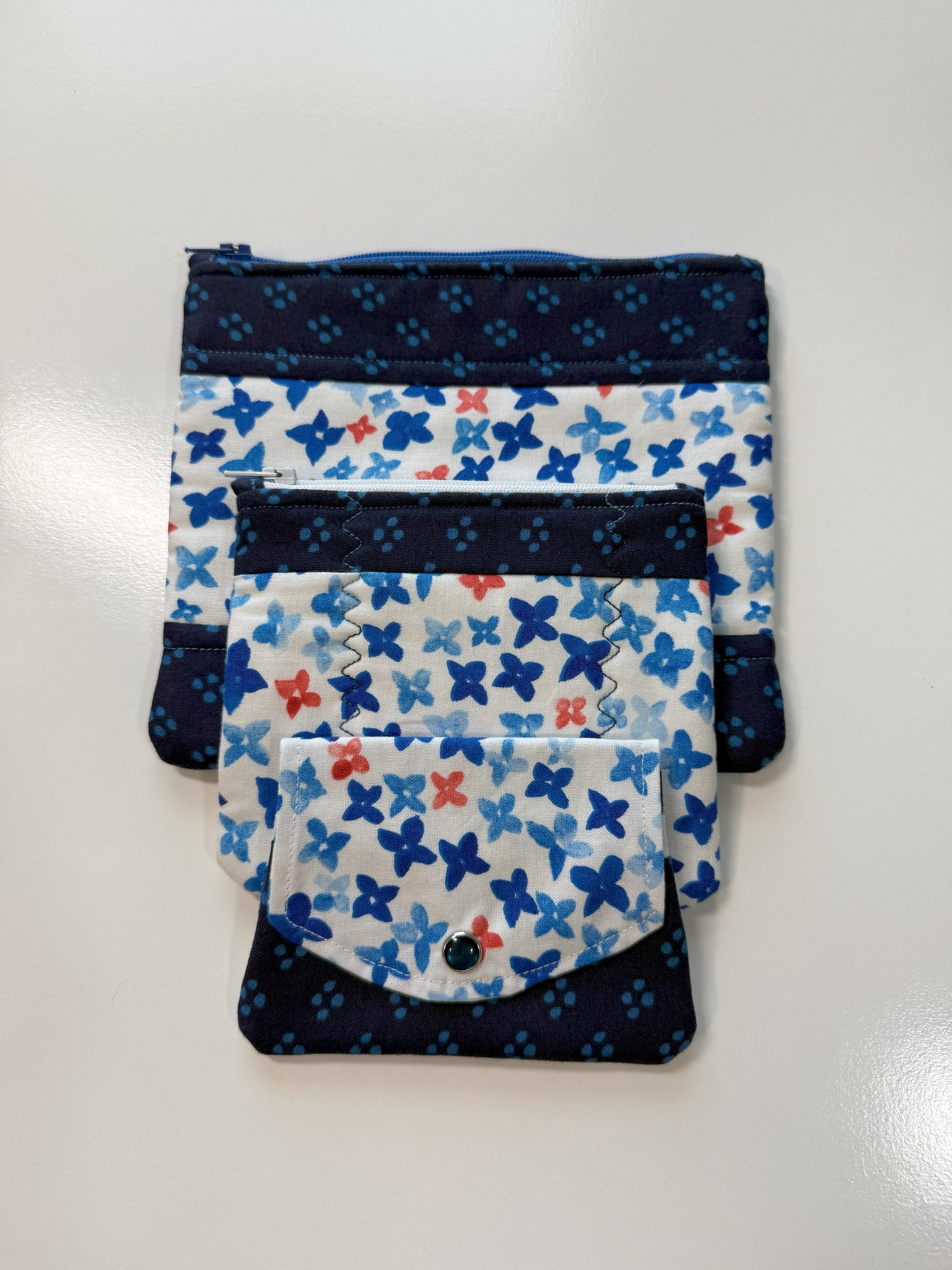 Blue and White Fabric Wallet