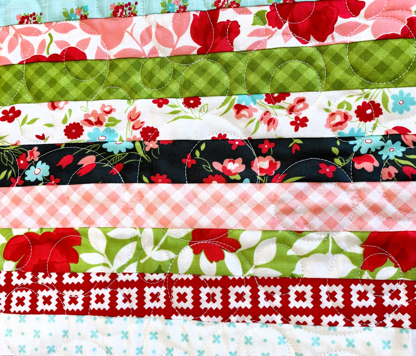 Quilted Table Runner – Summer Picnic Floral Patchwork | Handmade Cotton Table Décor