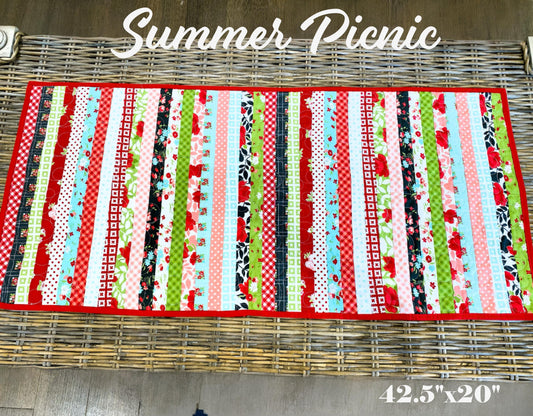 Quilted Table Runner – Summer Picnic Floral Patchwork | Handmade Cotton Table Décor