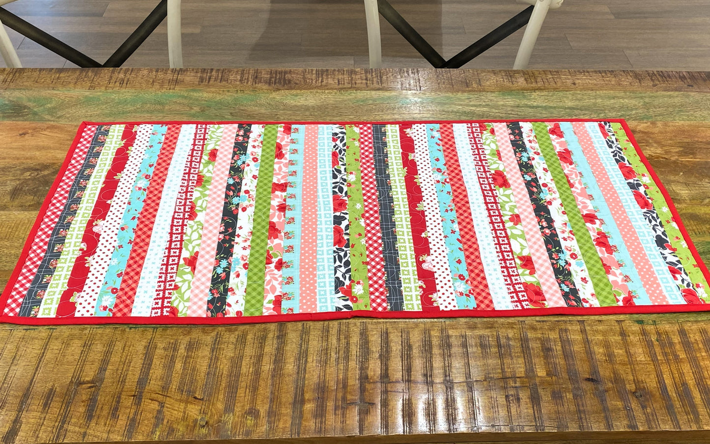 Quilted Table Runner – Summer Picnic Floral Patchwork | Handmade Cotton Table Décor