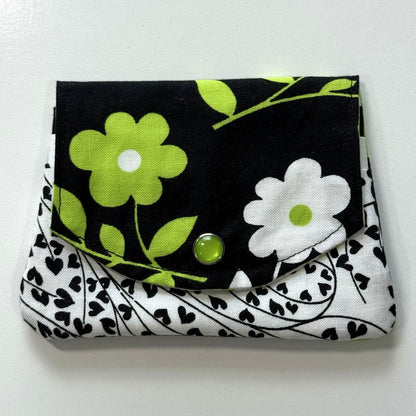 Lime Green & White Floral Fabric Wallet