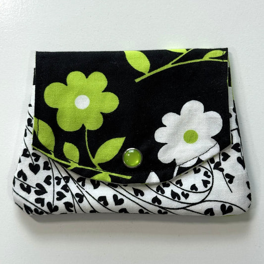 Lime Green & White Floral Fabric Wallet