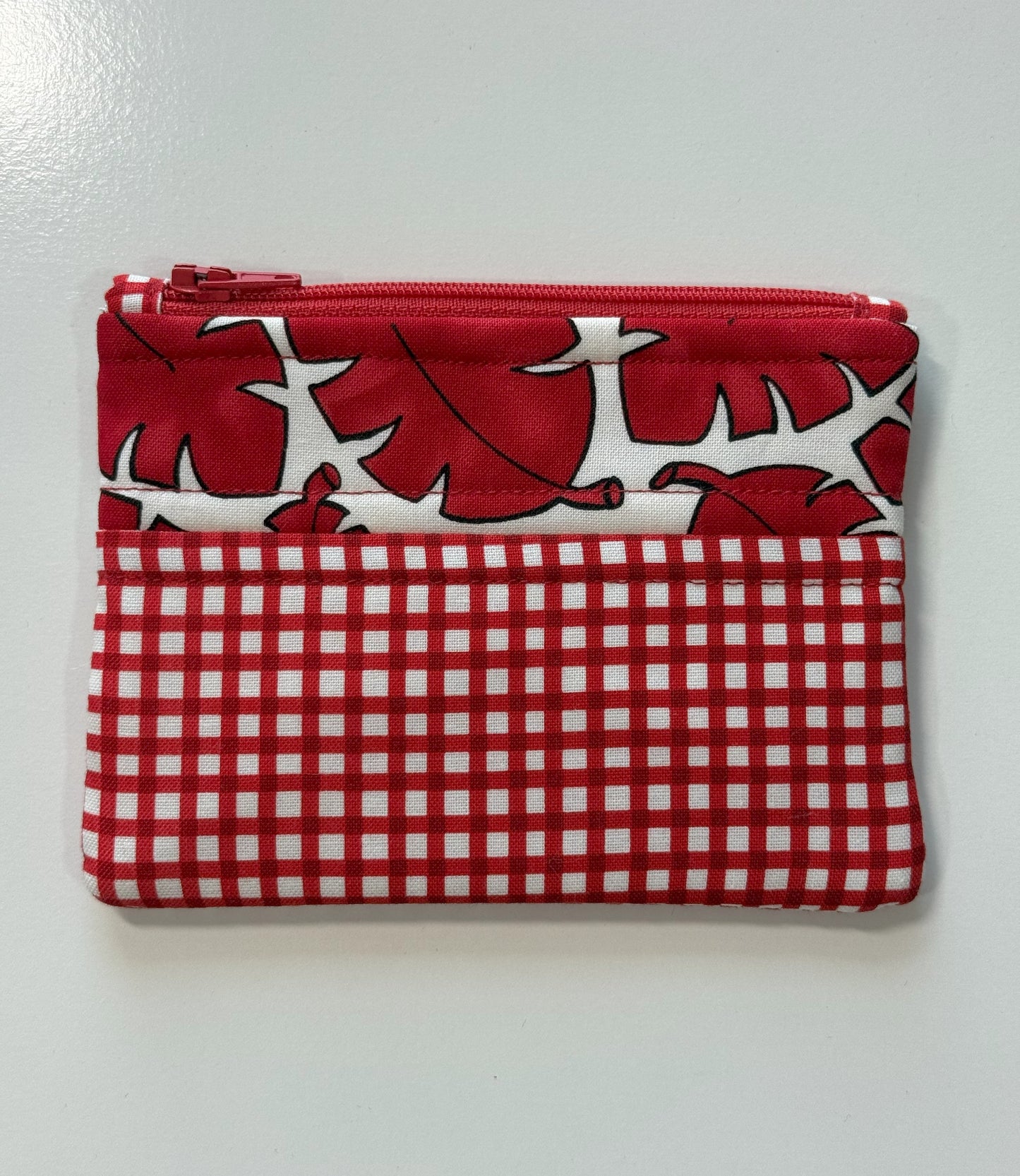 Red and White Handmade Fabric Coin Purse