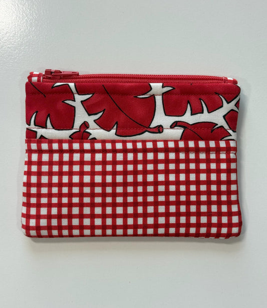 Red and White Handmade Fabric Coin Purse