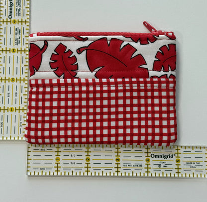 Red and White Handmade Fabric Coin Purse